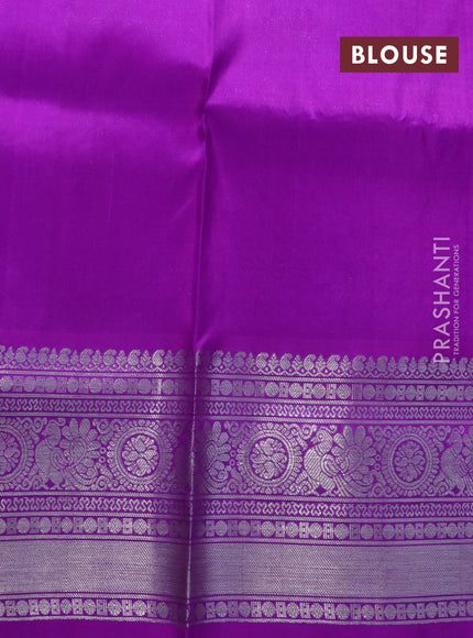 Venkatagiri silk saree orange and purple with silver & gold zari woven buttas and long rich silver zari woven border