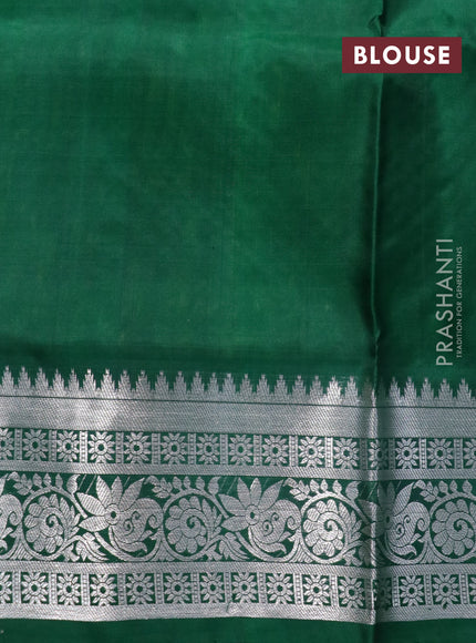 Venkatagiri silk saree green and dark green with silver zari woven buttas and rich zari woven border