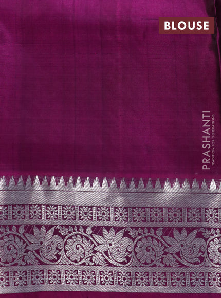 Venkatagiri silk saree blue and dark magenta pink with silver zari woven buttas and rich zari woven border