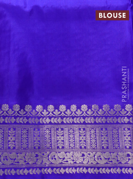 Venkatagiri silk saree red and blue with silver zari woven floral buttas and rich silver zari woven border