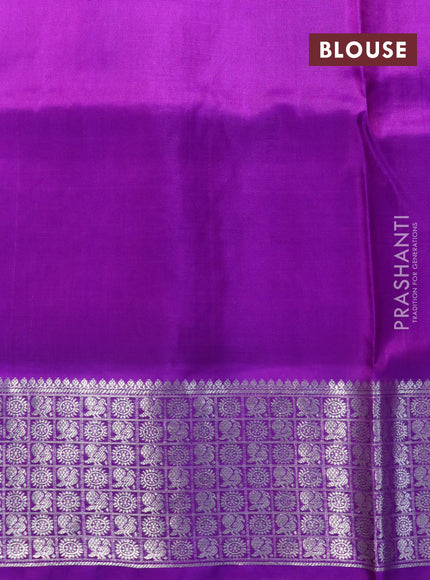 Venkatagiri silk saree dual shade of dark mustard and purple with silver zari woven buttas and rich silver zari woven border