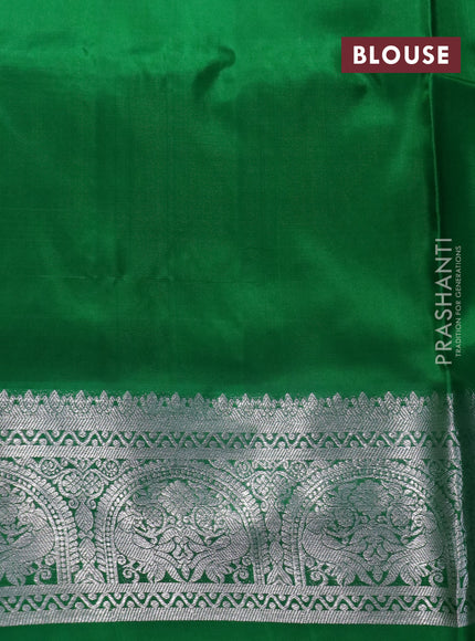 Venkatagiri silk saree dark green and green with silver zari woven buttas and rich silver zari woven border