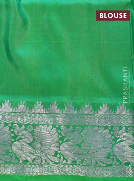 Venkatagiri silk saree peacock green and green with allover silver zari woven buttas and rich silver zari woven border