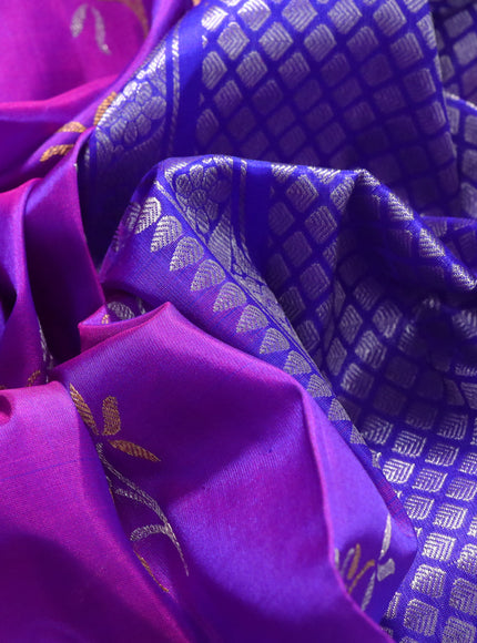 Venkatagiri silk saree purple and blue with silver & gold zari woven buttas and rich silver zari woven border