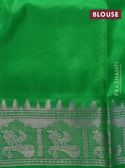 Venkatagiri silk saree purple and parrot green with silver zari woven buttas and rich silver zari woven border