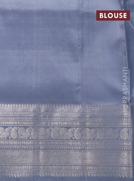 Venkatagiri silk saree yellow and grey with silver & gold zari woven floral buttas and rich silver zari woven border