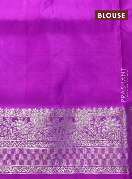 Venkatagiri silk saree pastel brown shade and purple with silver zari woven buttas and rich silver zari woven border