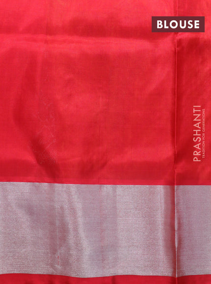 Venkatagiri silk saree dual shade of mustard and red with allover silver zari weaves and silver zari woven border