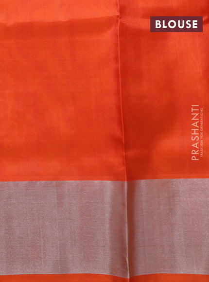 Venkatagiri silk saree mango yellow and orange with silver & gold zari woven buttas and silver zari woven border