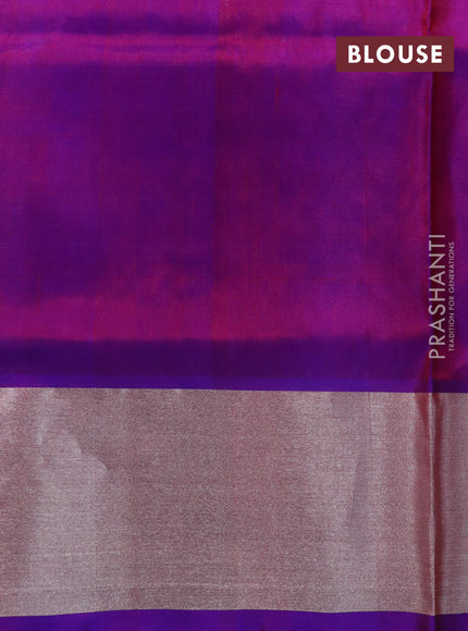 Venkatagiri silk saree red and dual shade of purple with silver zari woven buttas and silver zari woven border