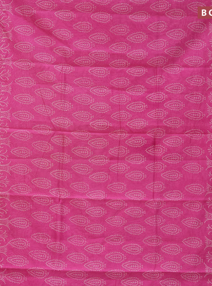 Chanderi bagru saree pink with butta prints and maheshwari border