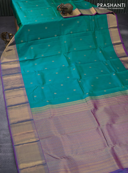 Pure kanchipuram silk saree green and pink with zari woven buttas and zari woven border