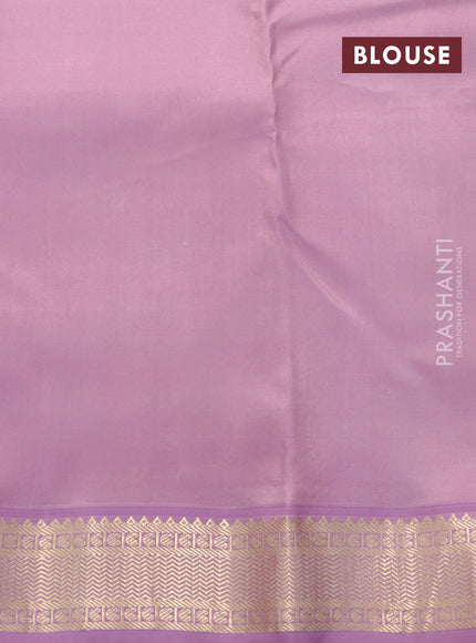 Pure kanchipuram silk saree sandal and mild purple with annam zari woven buttas and zari woven border