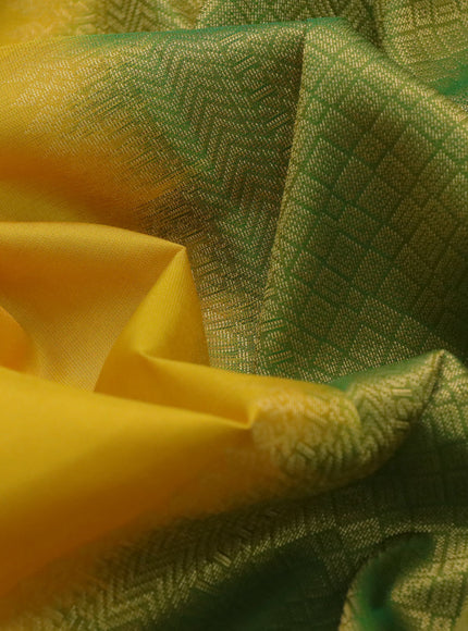 Pure kanchipuram silk saree yellow and green with zari woven buttas and zari woven border