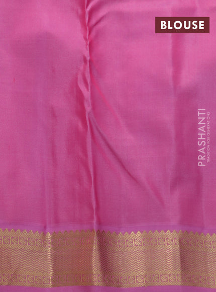 Pure kanchipuram silk saree grey and light pink with zari woven buttas and zari woven border