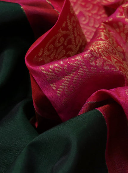 Pure kanchipuram silk saree green and pink with zari woven buttas and zari woven border