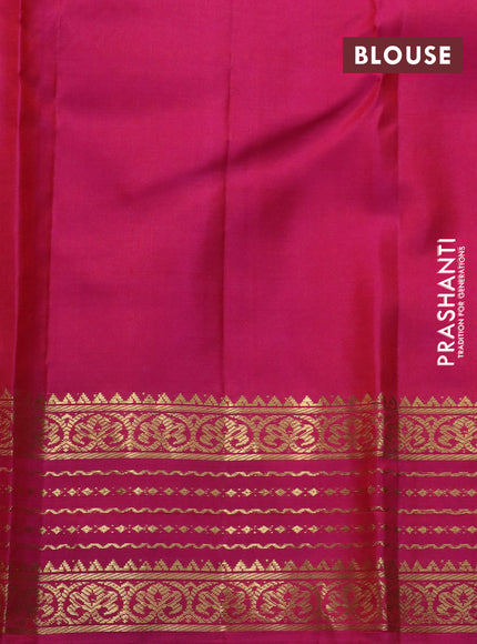 Pure kanchipuram silk saree green and pink with zari woven buttas and zari woven border