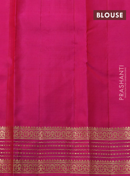 Pure kanchipuram silk saree yellow and pink with zari woven buttas and zari woven border