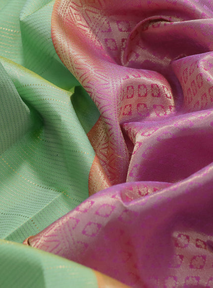 Pure kanchipuram silk saree green shade and purple with allover zari weaves & buttas and zari woven border