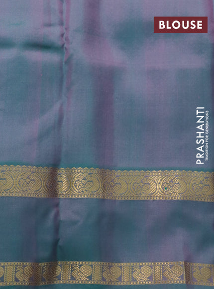 Pure kanchipuram silk saree pink and dual shade of green with zari woven buttas and rettapet zari woven border