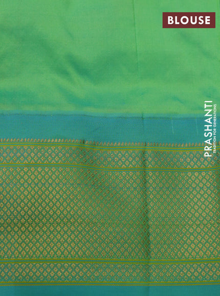 Pure paithani silk saree purple and teal green shade with allover annam zari woven buttas and rich zari woven border