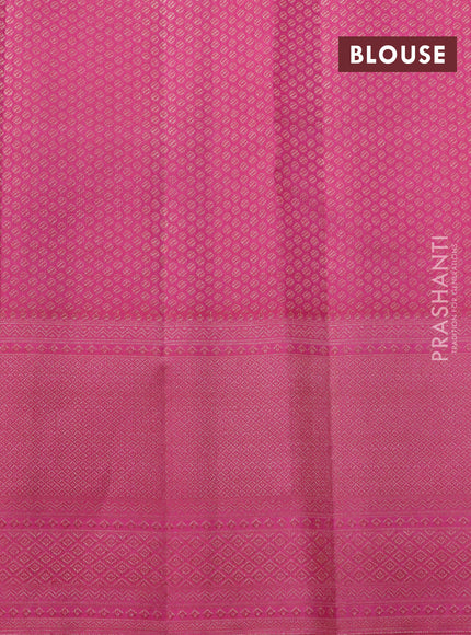 Pure kanchipuram silk saree violet and light pink with allover zari woven brocade weaves and rich zari woven border