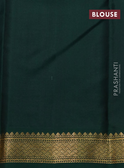 Pure kanchipuram silk saree pastel grey and dark green with zari woven buttas and rich zari woven korvai border