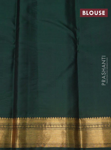 Pure kanchipuram silk saree maroon grey and dark green with allover zari stripe pattern and zari woven korvai border