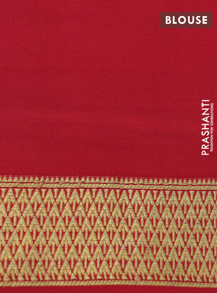 Pure mysore silk saree lotus pink and red with allover zari checked pattern and zari woven border