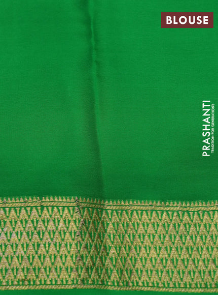 Pure mysore silk saree wine shade and green with allover zari checked pattern and zari woven border