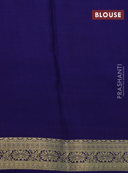 Pure mysore silk saree teal green shade and dark blue with allover zari checks & buttas and zari woven border