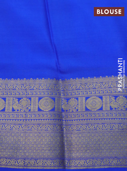 Pure mysore silk saree teal blue and royal blue with plain body and zari woven border