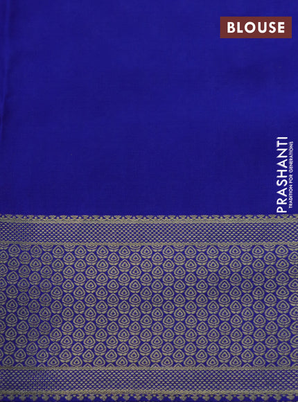 Pure mysore silk saree dark green and blue with allover zari woven buttas and zari woven border