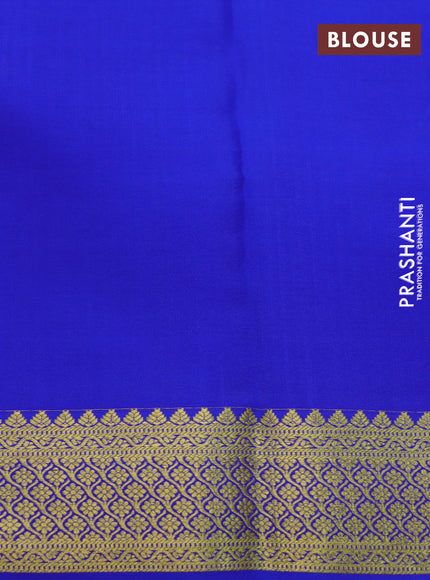 Pure mysore silk saree light pink and royal blue with allover zari weaves and zari woven border