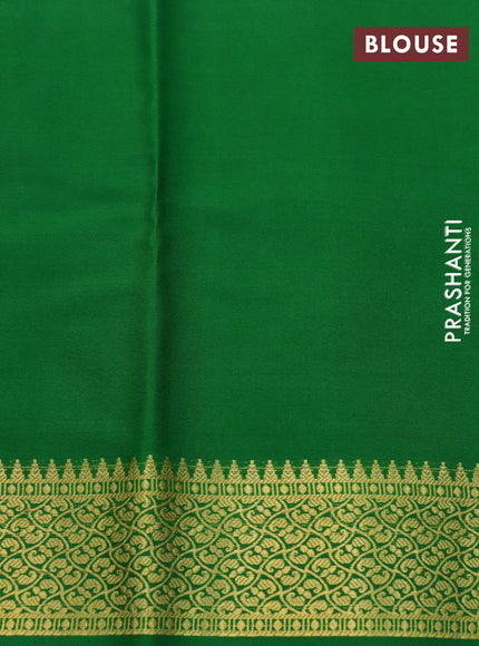 Pure mysore silk saree purple and green with allover zari checked pattern and zari woven border