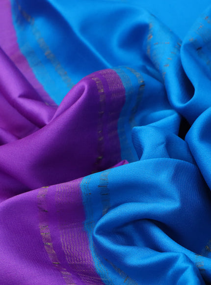 Pure mysore silk saree lavender shade and cs blue magenta pink with plain body and long rettapet zari woven border