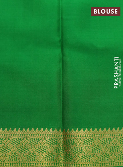 Pure mysore silk saree red and green with allover zari weaves and zari woven border