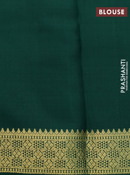 Pure mysore silk saree light blue and dark green with allover zari weaves and zari woven border