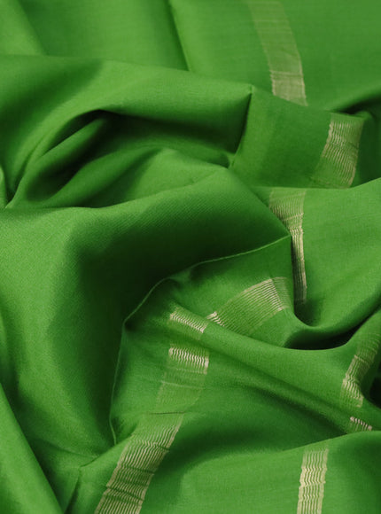 Pure mysore silk saree green with plain body and zari woven border