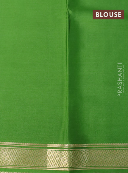 Pure mysore silk saree green with plain body and zari woven border