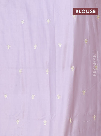 Semi raw silk saree pastel lavender with embroidery work buttas and floral design embroidery work border