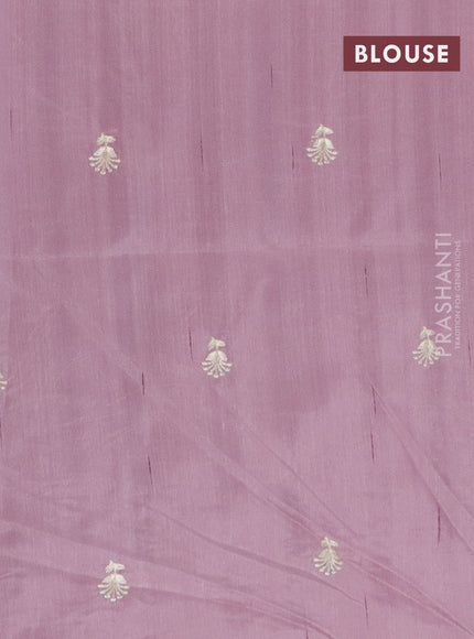 Semi raw silk saree pastel pink with embroidery work buttas and floral design embroidery work border