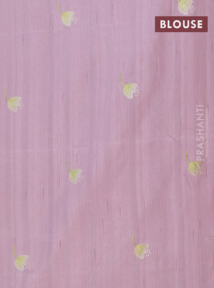 Semi raw silk saree pastel pink with embroidery work buttas and floral design embroidery work border