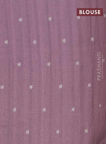 Semi raw silk saree pastel purple with embroidery work buttas and floral design embroidery work butta border