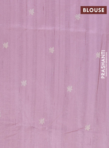 Semi raw silk saree pastel pink with embroidery work buttas and floral design embroidery work butta border