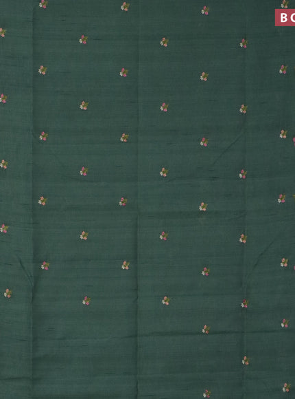 Semi raw silk saree pastel green shade with embroidery work buttas and floral design embroidery work border