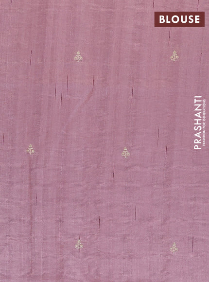 Semi raw silk saree pastel pink shade with embroidery work buttas and floral design embroidery work border