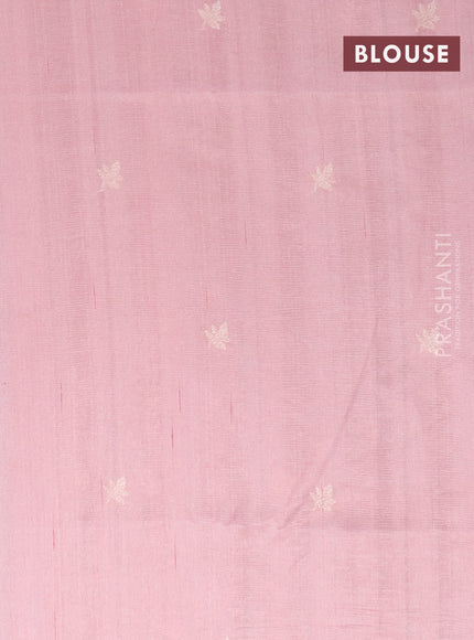 Semi raw silk saree peach pink with embroidery work buttas and floral design embroidery work border