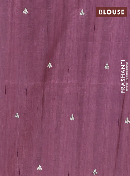 Semi raw silk saree rosey brown with embroidery work buttas and floral design embroidery work border