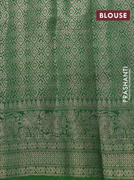 Semi raw silk saree pale yellow and lime green with allover zari weaves & floral digital prints and zari woven border